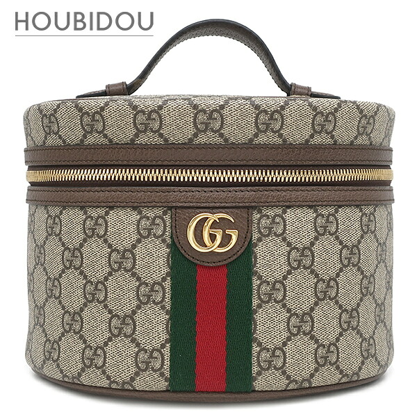 グッチ GUCCI 車寄せ コスメティック バニティ GGスプリームキャンバス なめし革 ベージュ×赤銅色 ゴールド金具 かざり付ける車寄せ シェリー酒 ウェッブ  611001【中古】
