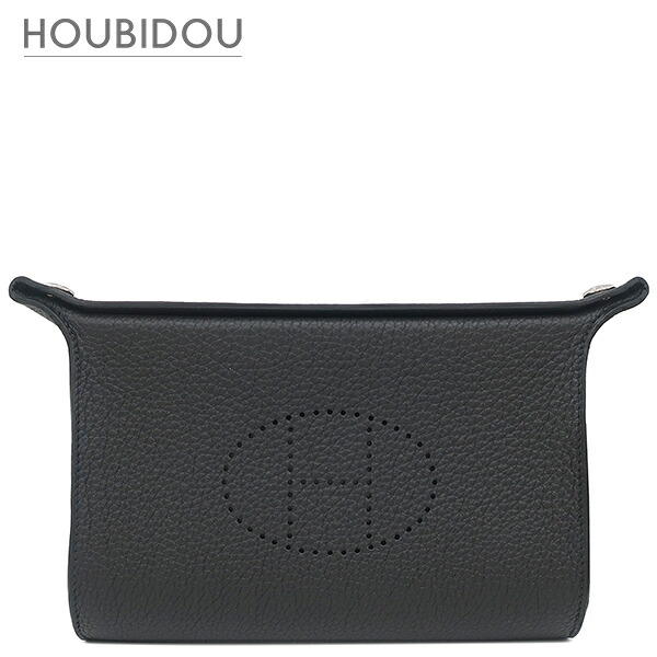 ＼最大限度5万円銀行割引引き換え証 寸法押さえる／ エルメス HERMES ショルダーバッグ ヴィドポッシュ トゴ 黒いこと しろがね色金具 黒 はりつけ台上半身  B 【箱】【中古】