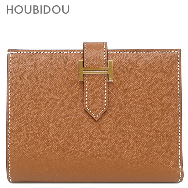 ＼2%OFF大売り出し ＆最大限度5万円割り引き引き換え証 分量制限事項／ エルメス HERMES 二つ折り札入れ ベアンコンパクト なめし革 ヴォーマダム ゴールド ゴールド金具 新品 未当て嵌める コンパクトウォレット 2025年製  K 【箱】【中古】