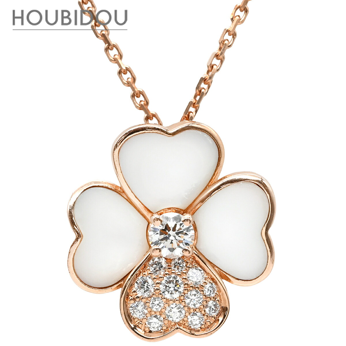 ヴァンクリーフアーペル Van Cleef & Arpels ネックレス コスモス クリップ ネックレス ミディアム パールホワイト&times;ピンクゴールド 18K PG RG ダイヤモンド パール ブローチ 【中古】｜HOUBIDOU 心斎橋店