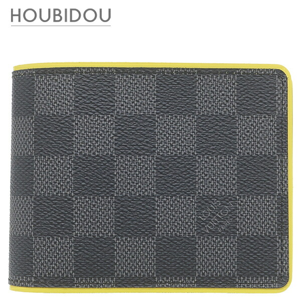ルイヴィトン LOUIS VUITTON 二つ折り札入れ ポルトフォイユ ミュルティプル ダミエグラフィットキャンバス グラフィット×アニスイエロー N63258  MI4105 【箱】【中古】 バッグ・小物・ブランド雑貨-財布・ケース