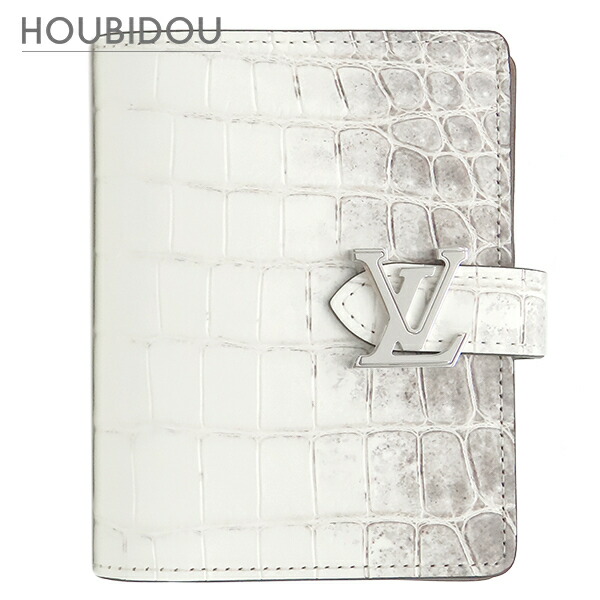 ルイヴィトン LOUIS VUITTON 二つ折り札入れ LV ヴェルティカル ウォレット パウダーコンパクト クロコダイル スペイン領サハラ×赤銅色 しろがね色金具 新品 未当て嵌める  N87279 RFID 【箱】【中古】