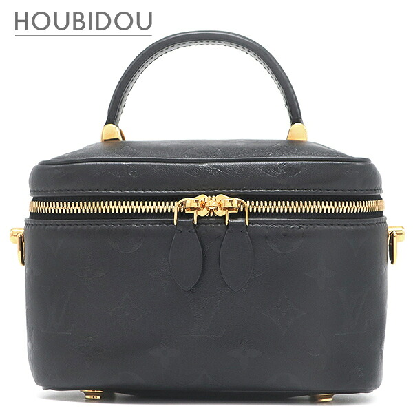 ルイヴィトン LOUIS VUITTON 2WAY御徒面子 インキ ヴァニティ PM なめし革 黒いこと ゴールド金具 バニティ 鍵・パドロック・クロシェット欠品  M57118 PL4210【中古】