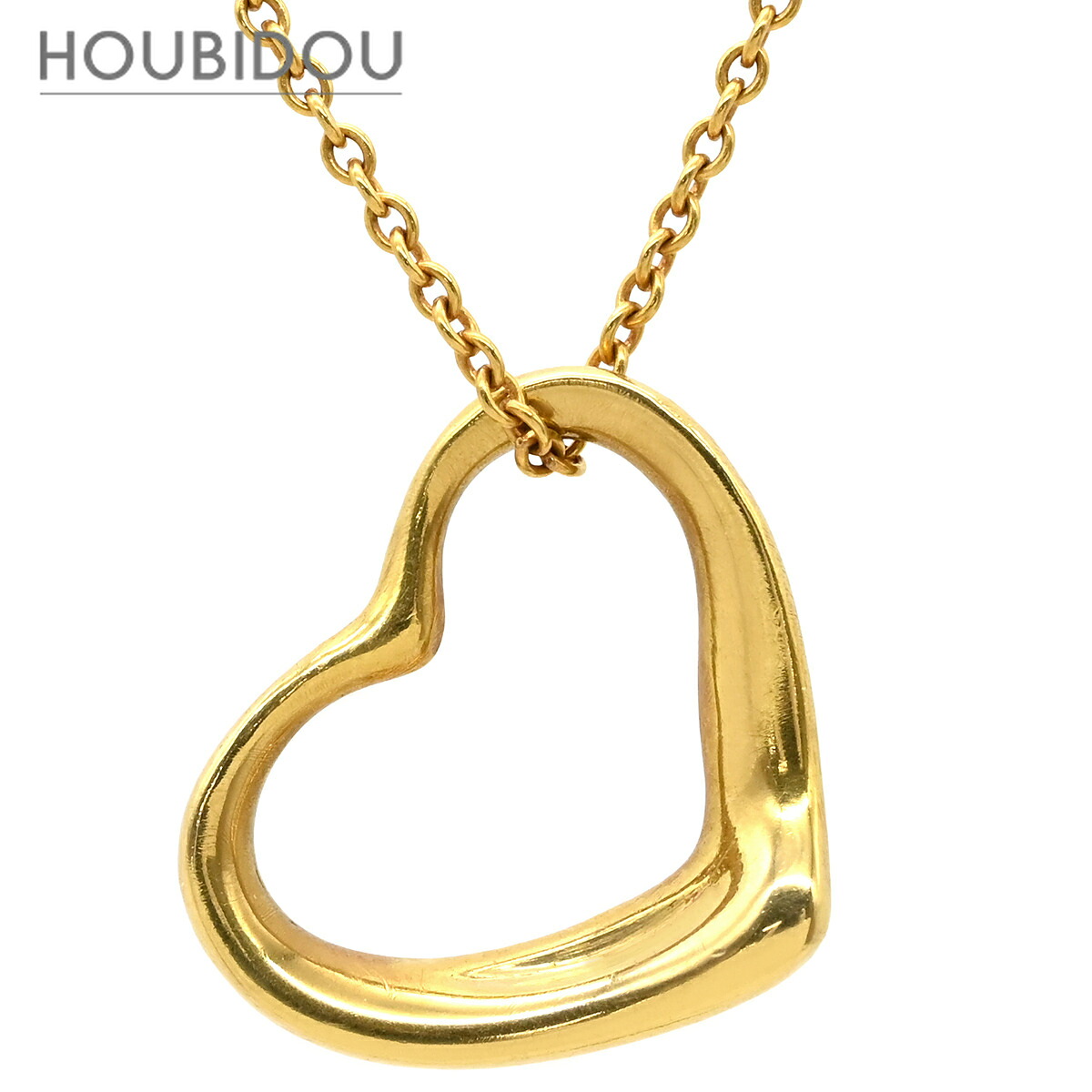 ティファニー Tiffany & Co ネックレス オープンハート イエローゴールド T＆Co. 18K 18金 750 YG エルサペレッティ 【中古】｜HOUBIDOU 心斎橋店