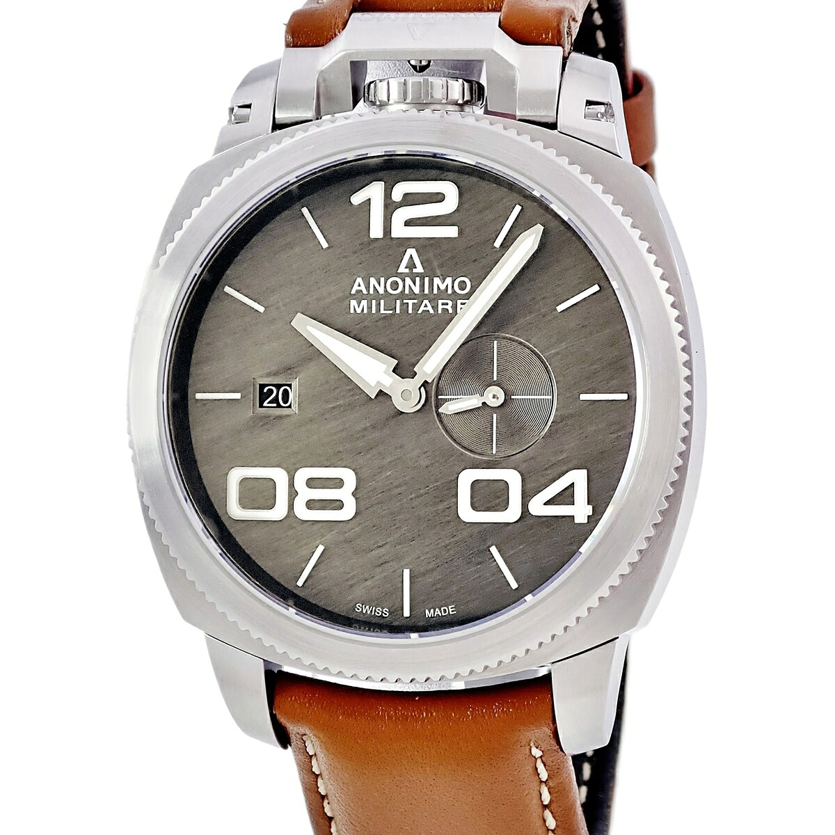 アノーニモ ANONIMO ミリターレ 古典派音楽 AM-1020.01.002.A02 OH済 薄墨色 スモール秒 デイト メンズ ウォッチ自動小銃一巻き 薄墨色 【中古】