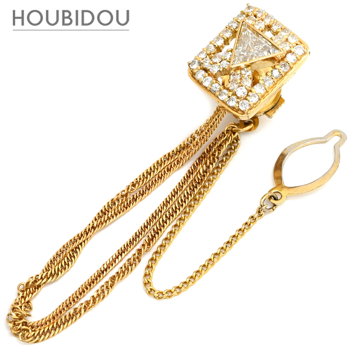 タイピン ダイヤモンド GP イエローゴールド Au750 18K 18金 トライアングル パヴェ 【中古】｜HOUBIDOU 心斎橋店
