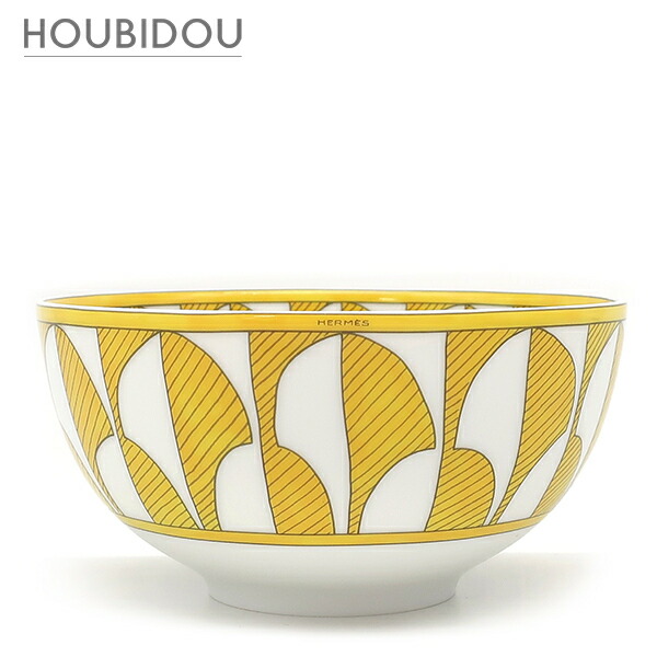 ＼最大限度5万円銀行割引クーポン券 物量制限事項／ エルメス HERMES 食器 どんぶり鉢 お日さま ドゥ エルメス MM 瀬戸もの 黄色×白いこと 新品 未当てはめる ポーセリン  P046084P 【箱】【中古】