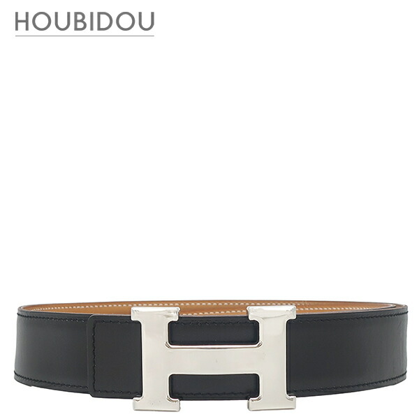 エルメス HERMES 胴締め コンスタンスH #95 ボックスカーフ 黒いこと×ゴールド #80 しろがね色金具 Hバックル リヴァーシブル 一揃いの道具  □G 【箱】【中古】