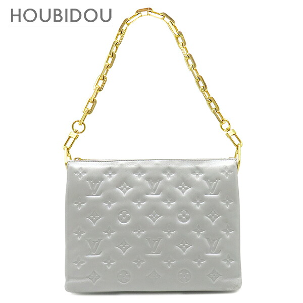 ＼最大限度5万円銀行割引引き換え証 寸法押さえる／ ルイヴィトン LOUIS VUITTON ショルダーバッグ クッサンPM なめし革 子ヒツジなめし革 しろがね色 ゴールド金具 チェーン店肩肉  M21769 RFID曖昧模糊たる【中古】