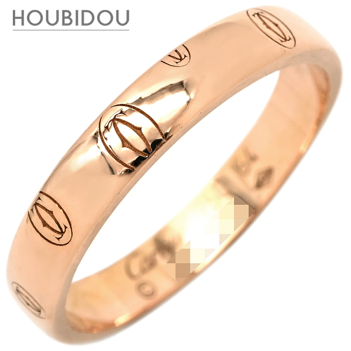 カルティエ Cartier 輪っか 指環 ハッピーバースデーリング さくら色ゴールド #64(JP24) Cartier ロゴタイプ 750 18K PG 18金  23号 【お墨付き】【中古】