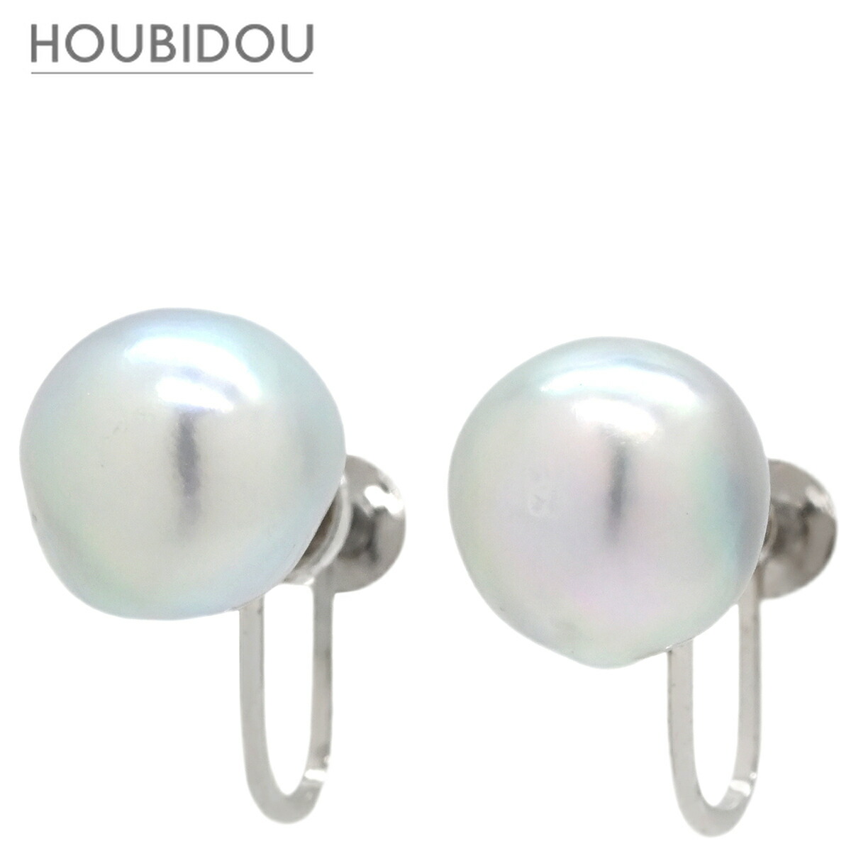 イヤリング パール イヤリング パールグレー&times;ホワイトゴールド K14WG Au585 14K 14金 1粒 1P 真珠 両耳 【中古】｜HOUBIDOU 心斎橋店