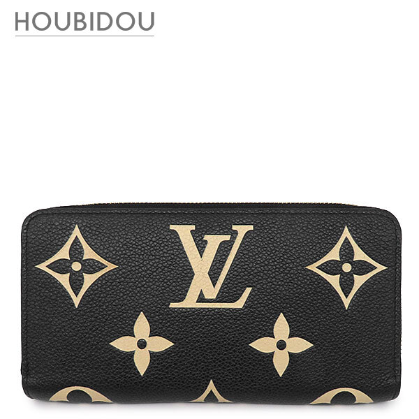 ルイヴィトン LOUIS VUITTON 長銭入れ ジッピー ウォレット なめし革 バイカラーモノグラムアンプラントレザー 黒いこと×ベージュ ゴールド金具 黒 ラウンドチャック 御釣り入れ  M80481 RFID 【保護すること袋】【中古】