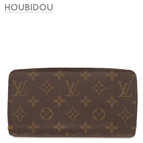 ルイヴィトン LOUIS VUITTON 長金入れ ジッピー ウォレット モノグラム帆布 フューシャ ゴールド金具 茶 赤 ラウンドチャック  M41895 CA5108 【箱】【中古】