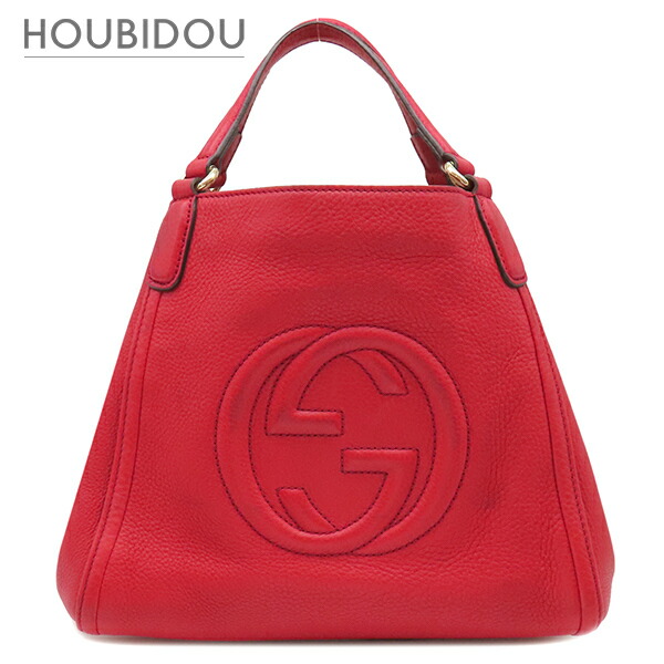 グッチ GUCCI 2WAY御徒面子 ソーホー インターロッキング G  なめし革 赤いこと ゴールド金具 フリンジ欠品  336751【中古】