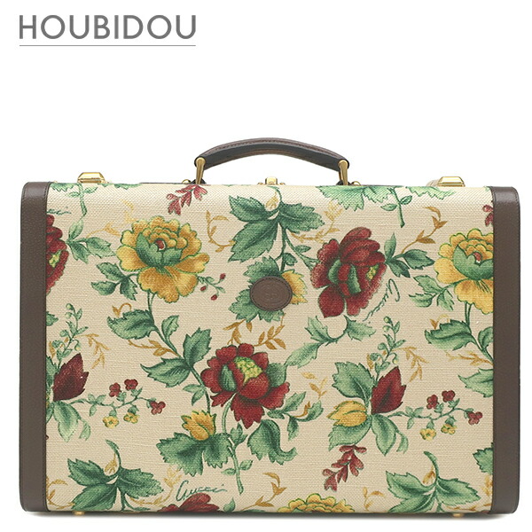 グッチ GUCCI ブート 並み並み リジッド 旅行バッグ 帆布 なめし革 ベージュ×赤銅色 ゴールド金具 植物相 御花 花柄 ダブルG  722179【中古】
