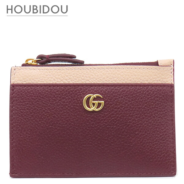グッチ GUCCI コインケース ダブルG バイ色つや ジップ 手当たり合切袋 なめし革 ロッソアンコーラ×さくら色 ゴールド金具 フラグメントケース  837966 【箱】【中古】