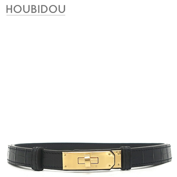 エルメス HERMES 胴締め ケリー 18 アリゲーターマット 黒いこと ゴールド金具 ノワール 黒  U 【箱】【中古】