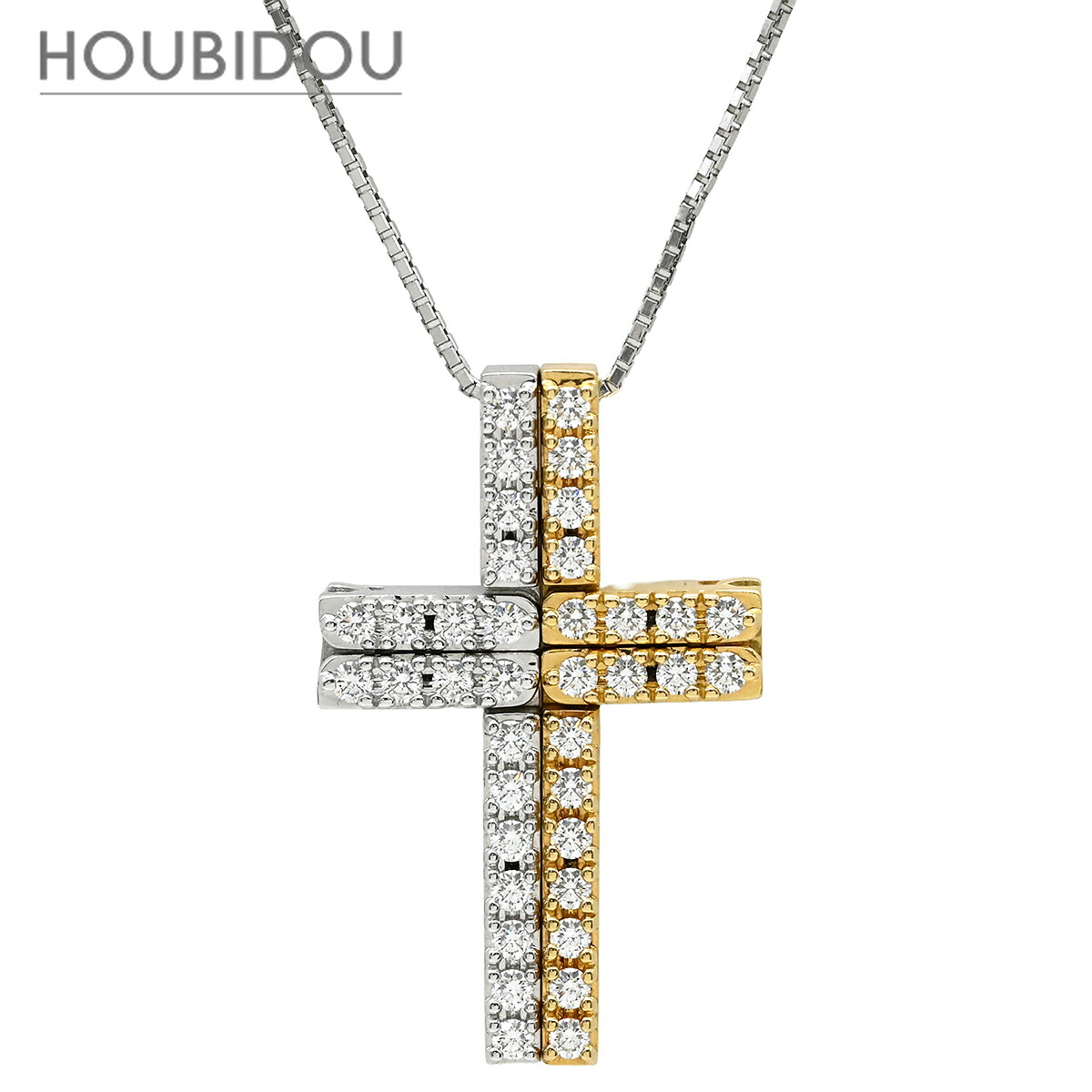 タサキ TASAKI ネックレス ダイヤ クロス ペンダント ホワイトゴールド&times;イエローゴールド コンビ 十字架 【中古】｜HOUBIDOU 心斎橋店