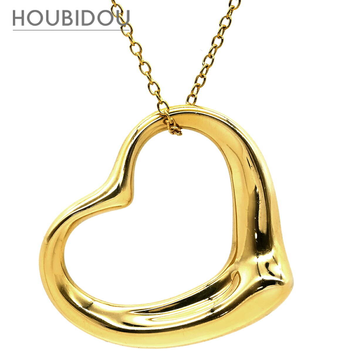 ティファニー Tiffany & Co ネックレス オープンハート イエローゴールド T＆Co. 18K 18金 750 YG エルサペレッティ ロング 【中古】｜HOUBIDOU 心斎橋店