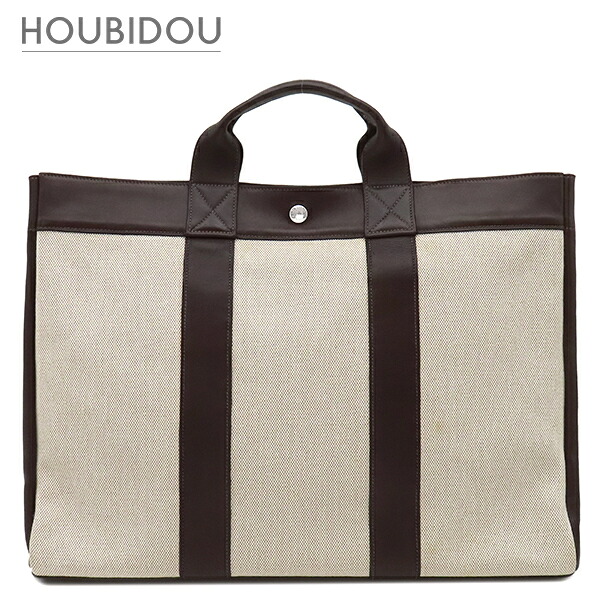 エルメス HERMES トートバッグ サック フールトゥ MM キャンバス エバーカーフ エベーヌ&times;ナチュラル シルバー金具 茶 ナチュラル A4 ハンドバッグ □F【中古】｜HOUBIDOU 心斎橋店