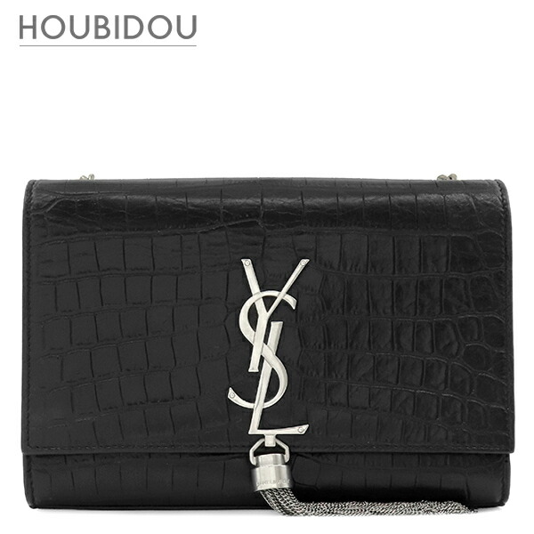 サンローラン SAINT LAURENT ショルダーバッグ ケイト タッセル チェーンショルダー レザー ブラック シルバー金具 モノグラム カサンドラ 黒 型押し 【中古】|HOUBIDOU 心斎橋店