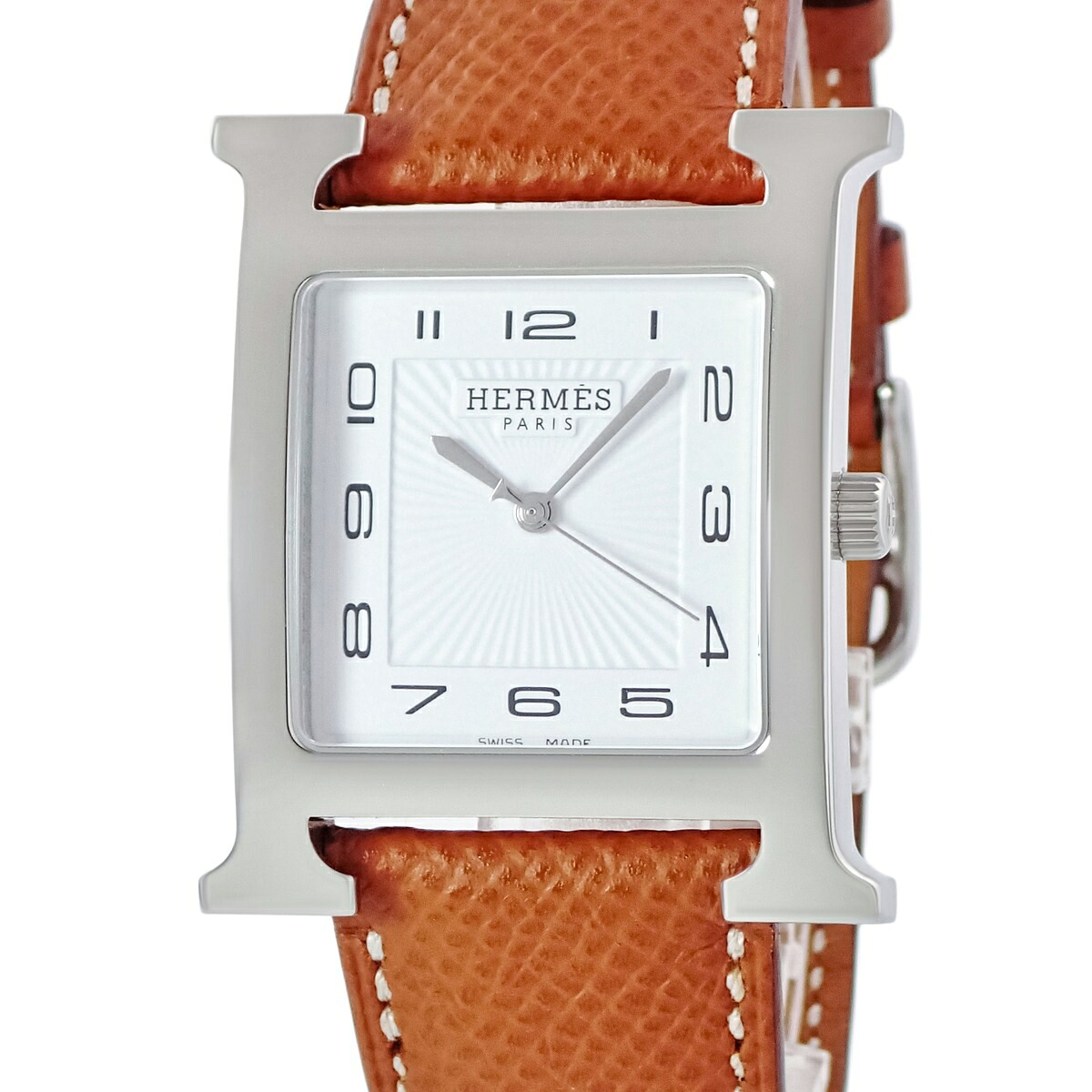 エルメス HERMES Hウォッチ TGM HH1.810 036831WW00 ホワイト スクエア H型 アラビア メンズ 腕時計クオーツ ホワイト 【中古】|HOUBIDOU 心斎橋店
