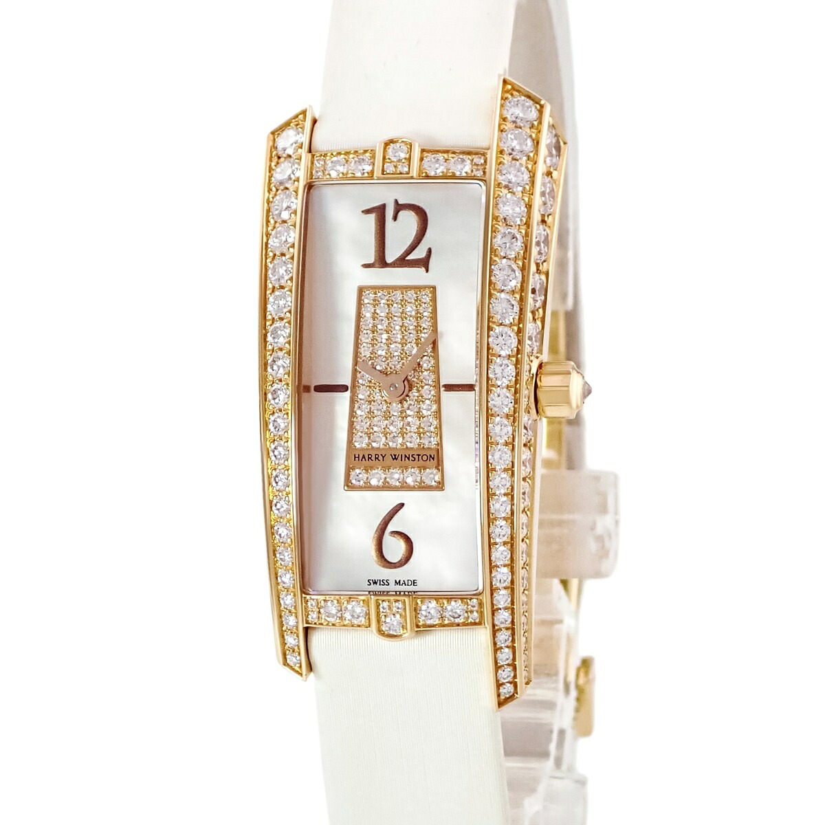 ハリーウィンストン Harry Winston アヴェニュー 340LQR K18RG無垢 純正ダイヤ 白 シェル アベニュー レディース 腕時計クオーツ ホワイト 【中古】｜HOUBIDOU 心斎橋店