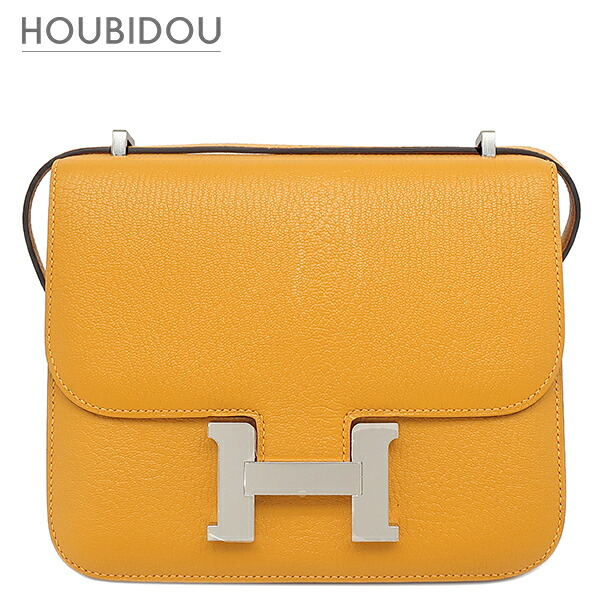 エルメス HERMES ショルダーバッグ コンスタンス3 ミニ ヴェルソ シェーブル ムタード×ローズアザレ シルバー金具 バイカラー Z 【保存袋】【中古】|HOUBIDOU 心斎橋店