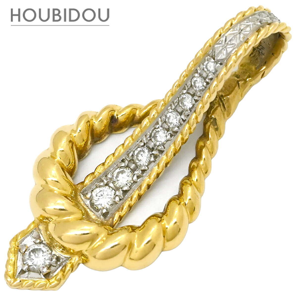 アトリエ アル Atelier Ar ペンダントトップ デザイン ダイヤモンド ペンダントトップ イエローゴールド 18K 750 YG プラチナ パヴェ ネックレストップ 【中古】|HOUBIDOU 心斎橋店