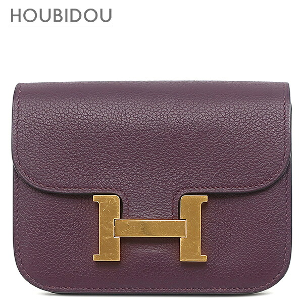 エルメス HERMES 二つ折り財布 コンスタンス スリム ヴェルソ ウォレット エバーカラー カシス×ブルーロイヤル ゴールド金具 U【中古】|HOUBIDOU 心斎橋店