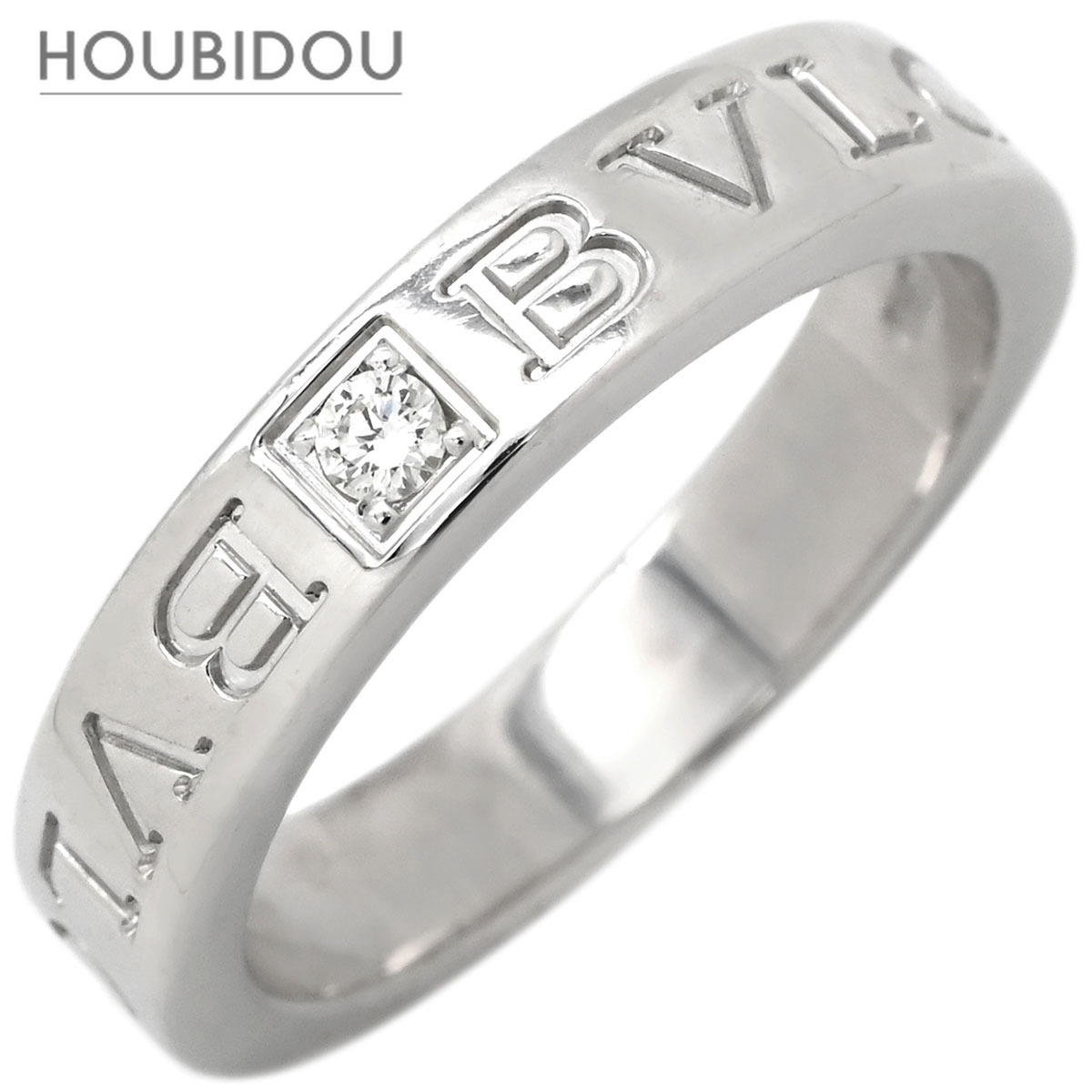 ブルガリ BVLGARI リング 指輪 ブルガリブルガリ ダブルロゴ ホワイトゴールド 18K 750AU 1Pダイヤモンド 12号 【箱】【中古】｜HOUBIDOU 心斎橋店