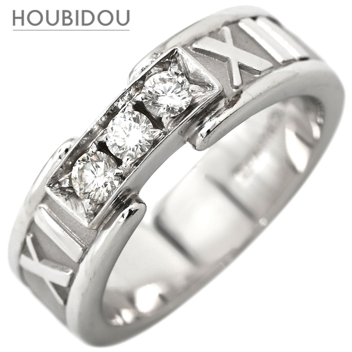 ティファニー Tiffany & Co リング 指輪 アトラス 3Pダイヤ ホワイトゴールド T&Co. 750 18K WG 8号 【箱】【中古】｜HOUBIDOU 心斎橋店