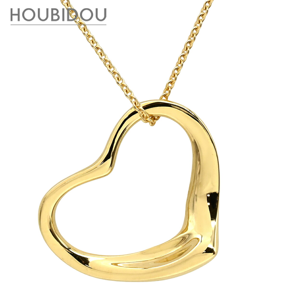 ティファニー Tiffany & Co ネックレス オープンハート 21.5mm イエローゴールド T&Co. 18K 18金 750 YG エルサペレッティ 【中古】|HOUBIDOU 心斎橋店