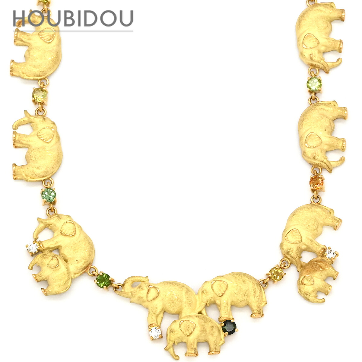 池田啓子 KEIKO IKEDA ネックレス 象モチーフ マルチカラー&times;イエローゴールド AKコレクション Au750 18K ダイヤモンド 色石 【中古】｜HOUBIDOU 心斎橋店