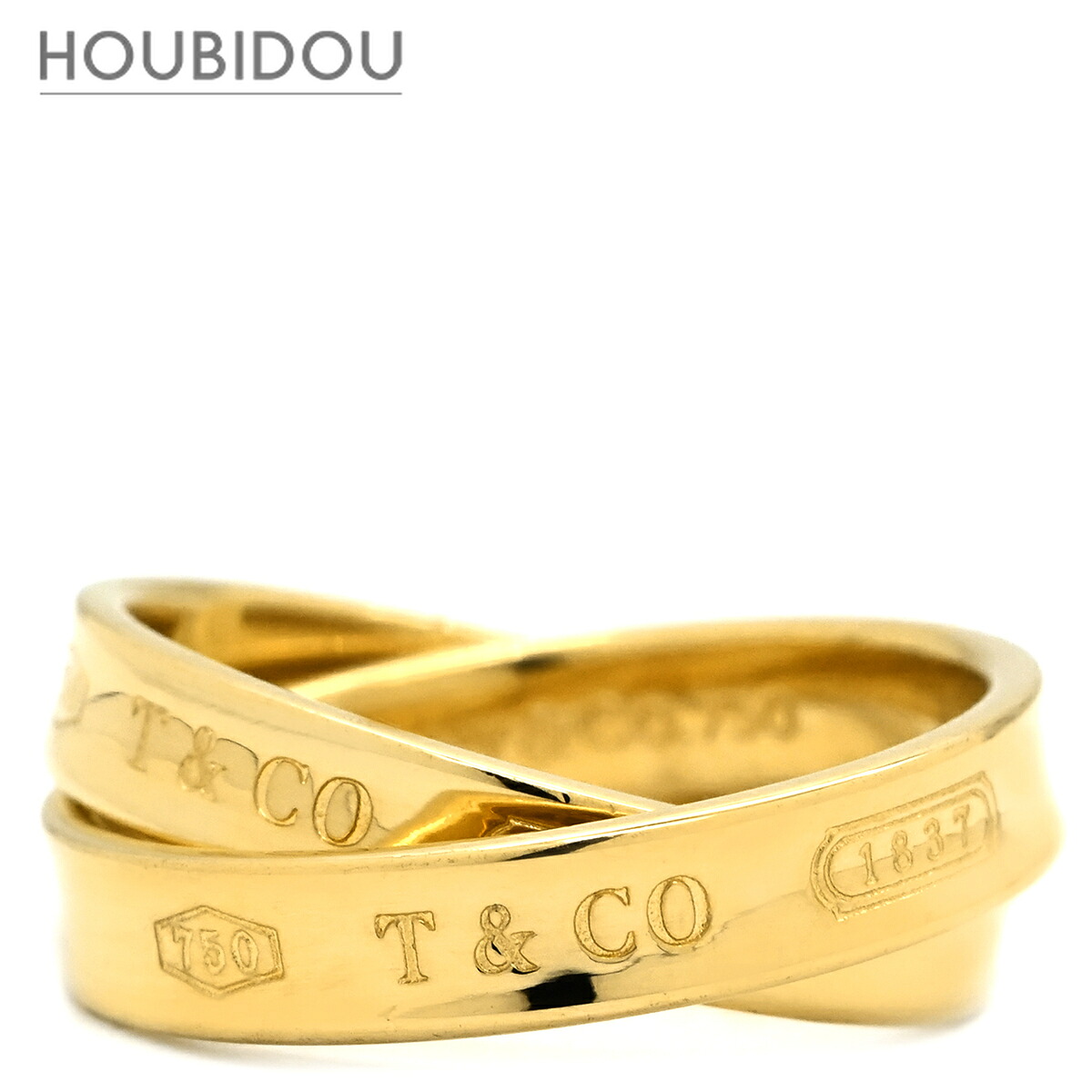 ティファニー Tiffany & Co リング 指輪 1837 インターロッキング サークル イエローゴールド T&Co. 750 750YG Wリング 8号【中古】|HOUBIDOU 心斎橋店