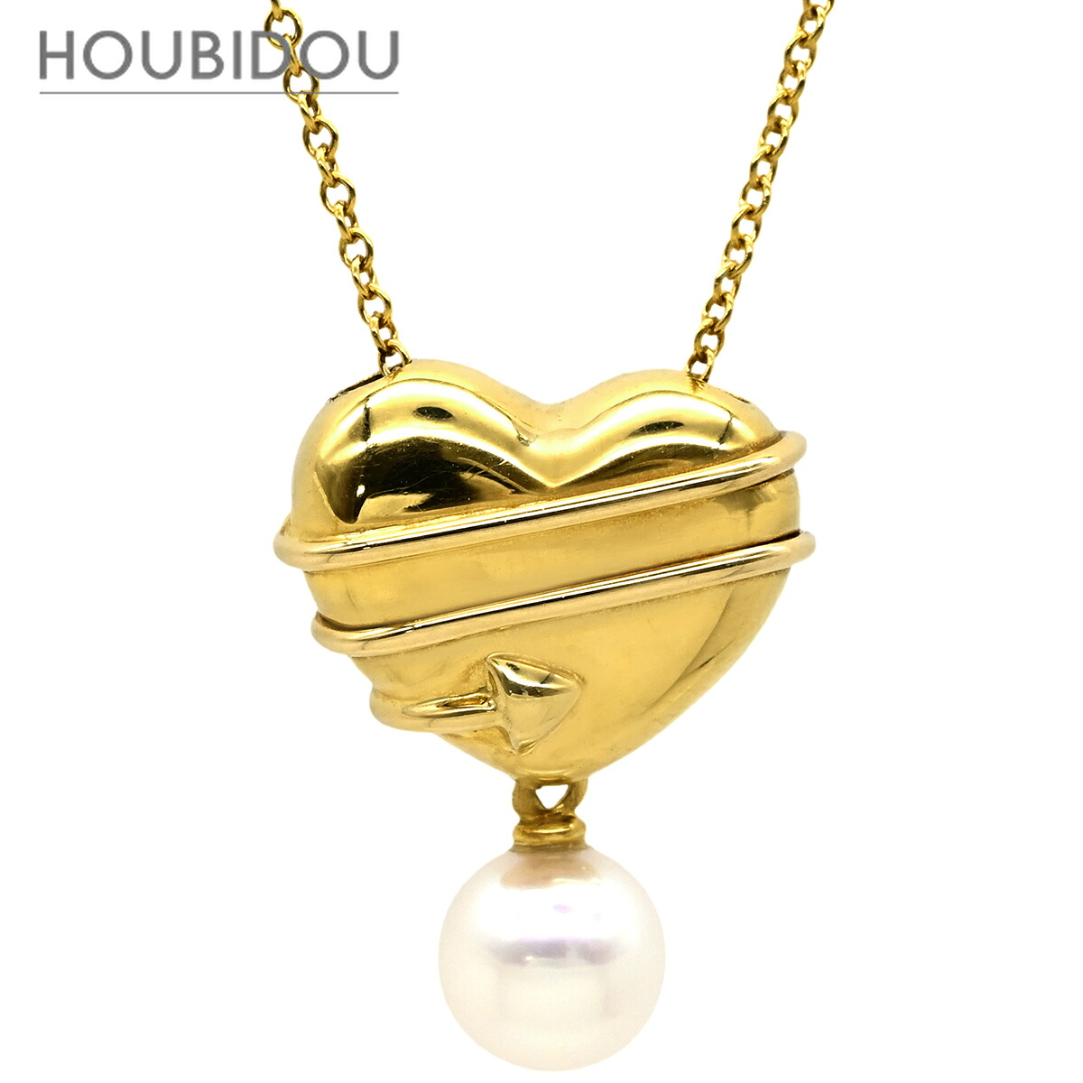 ティファニー Tiffany & Co ネックレス ハート&アロー パールホワイト×イエローゴールド T&Co. 18K 750 YG 【中古】|HOUBIDOU 心斎橋店