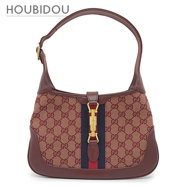 グッチ GUCCI 2WAYバッグ ジャッキー 1961 GGキャンバス レザー ボルドー ゴールド金具 ワンショルダー 636706 【箱】【中古】｜HOUBIDOU 心斎橋店