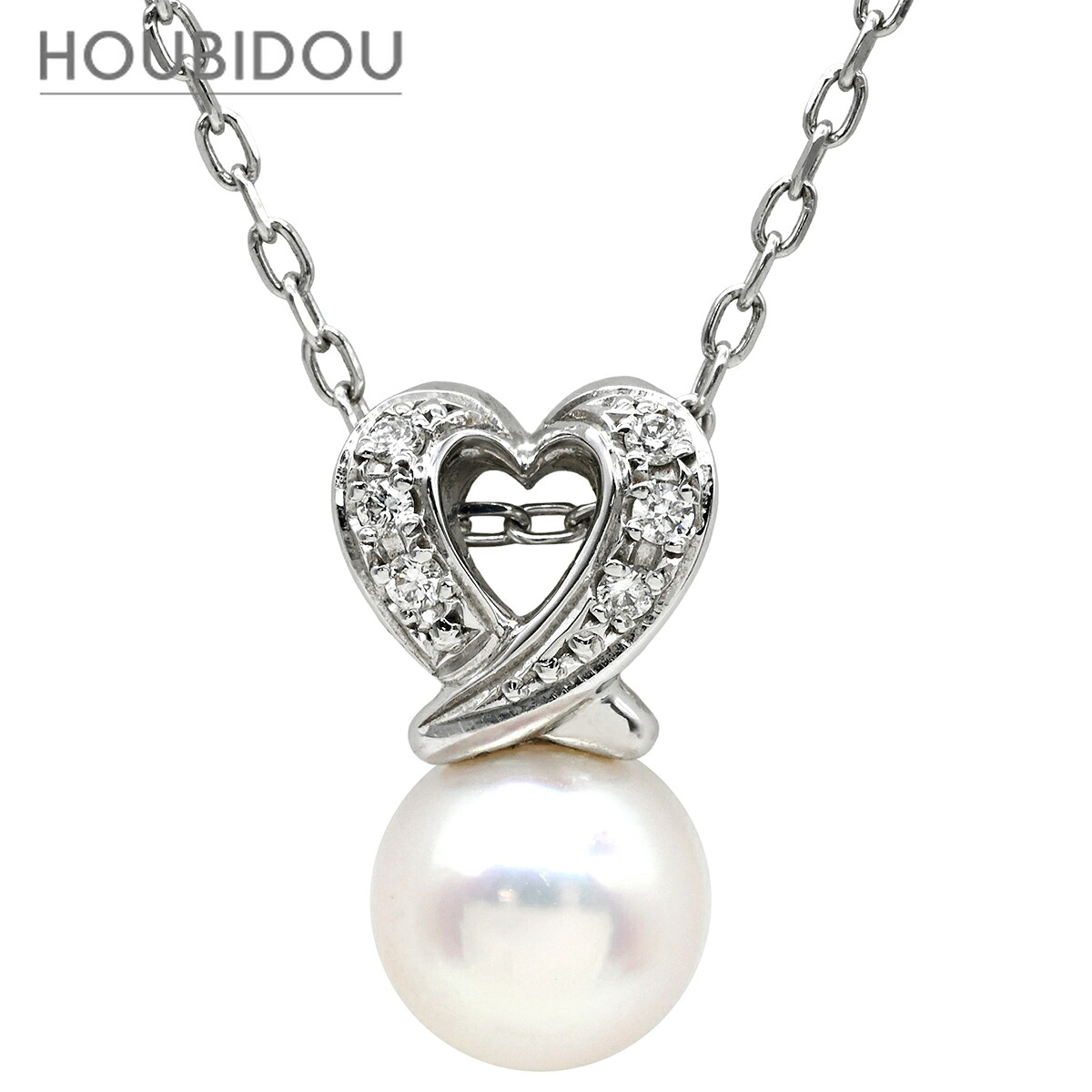 ミキモト MIKIMOTO ネックレス パール ダイヤ ペンダント パールホワイト×ホワイトゴールド MIKIMOTO 真珠 1粒 Au750 WG 【ケース】【中古】|HOUBIDOU 心斎橋店
