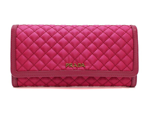 年末のプロモーション大特価 レディース財布 二つ折り 財布 Prada プラダ 長財布 中古 箱 美品 人気 定番 女性用 レディース 1m1132 ゴールド金具 ピンク 本革 レザー ナイロン キルティング ファスナー Dgb Gov Bf