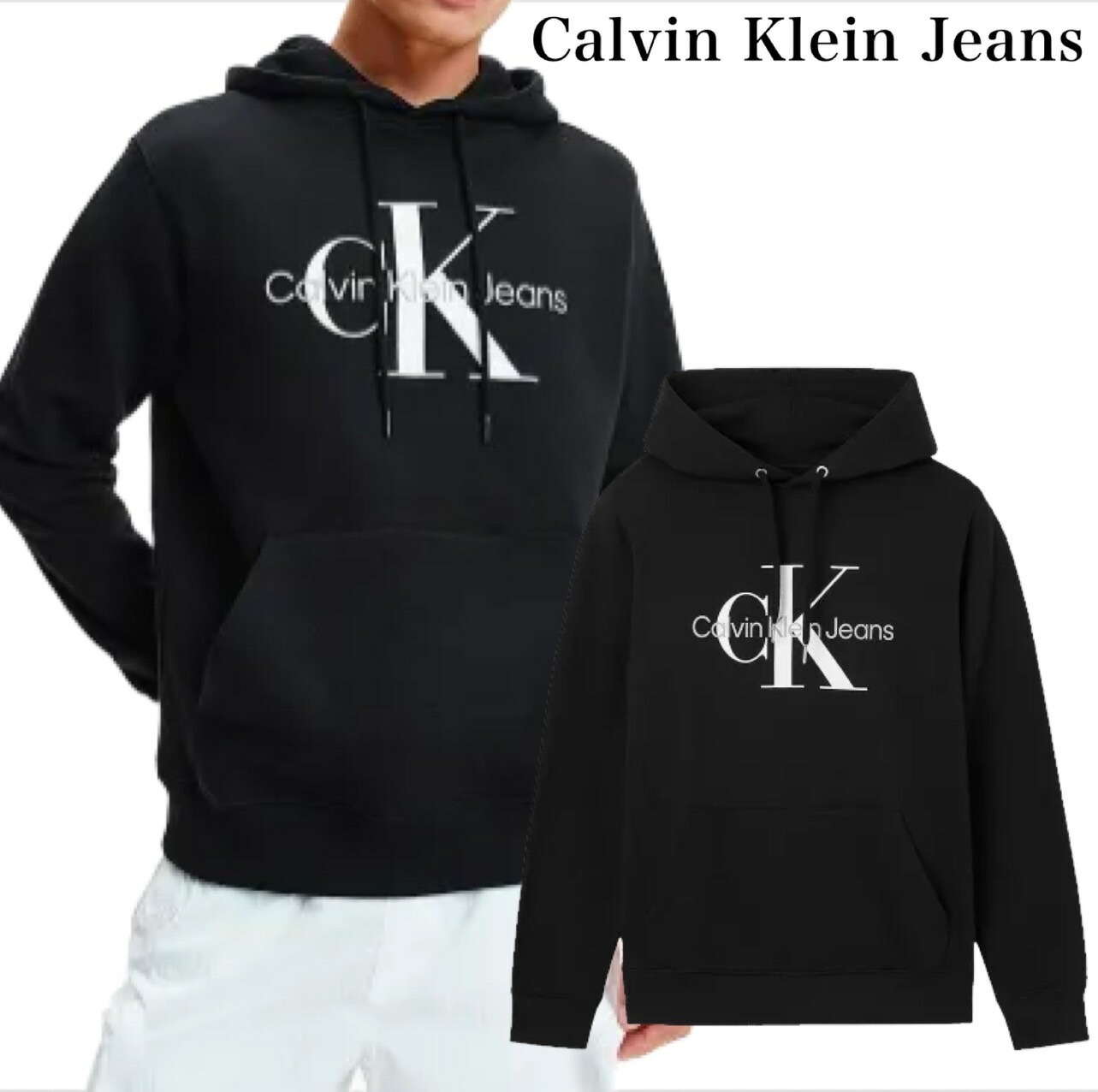 大人気★ ★CKロゴ パーカー フーディーメンズ 黒 Calvin Klein カルバン・クライン【Calvin klein】40BM800