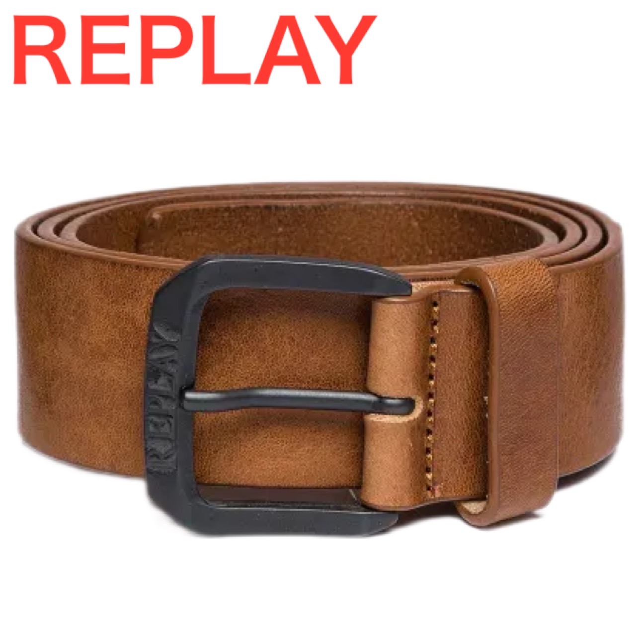 楽天市場】【REPLAY】リプレイ ベルト カウベルト 牛革 ロゴバックル