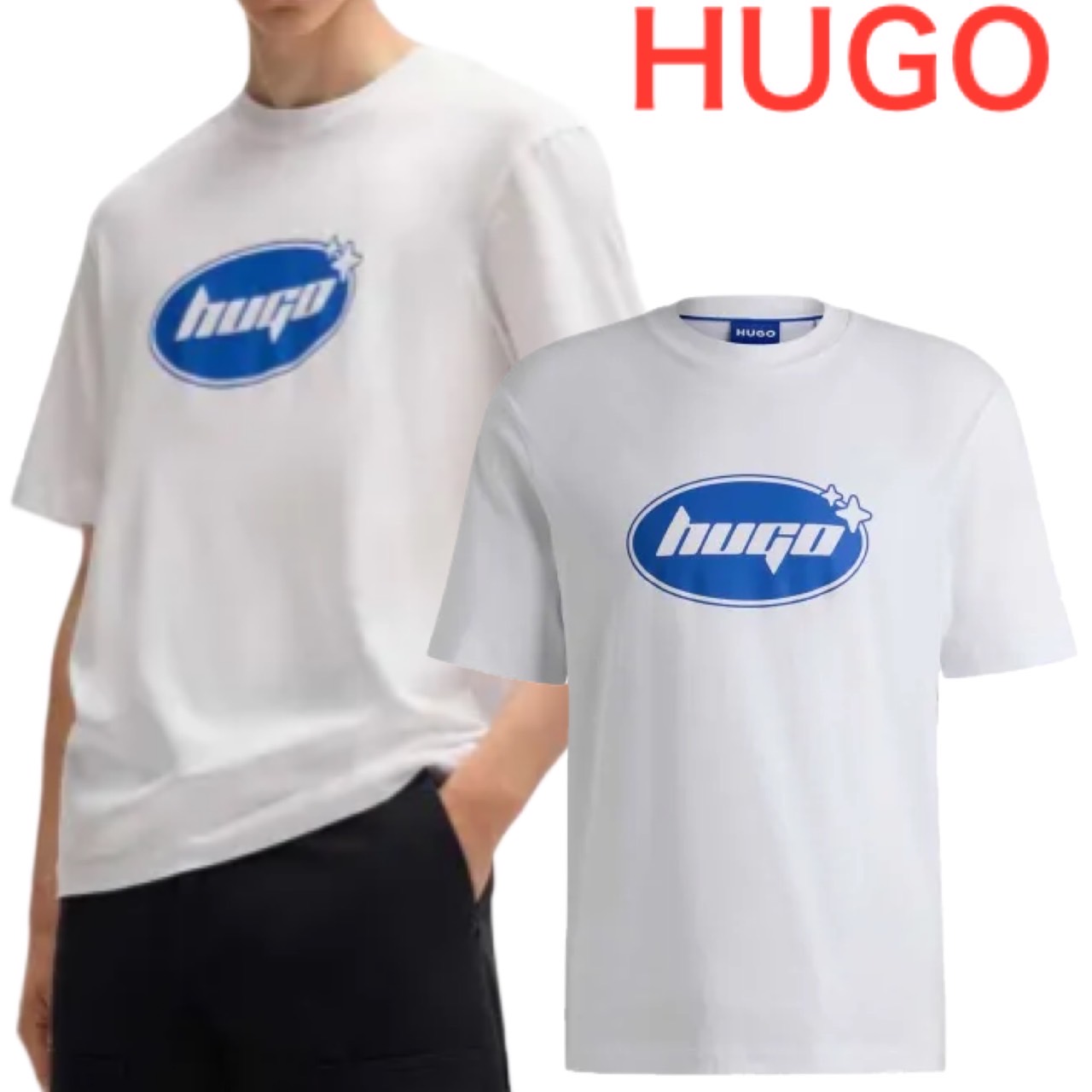 HUGO BOSS ヒューゴボス ティーシャツ 労働者の一団のど首 メンズ ロゴタイプ ブランド名 大谷翔平 愛用ブランド名 Nugoclean 10266462 Tシャツ・カットソー-メンズファッション-トップス