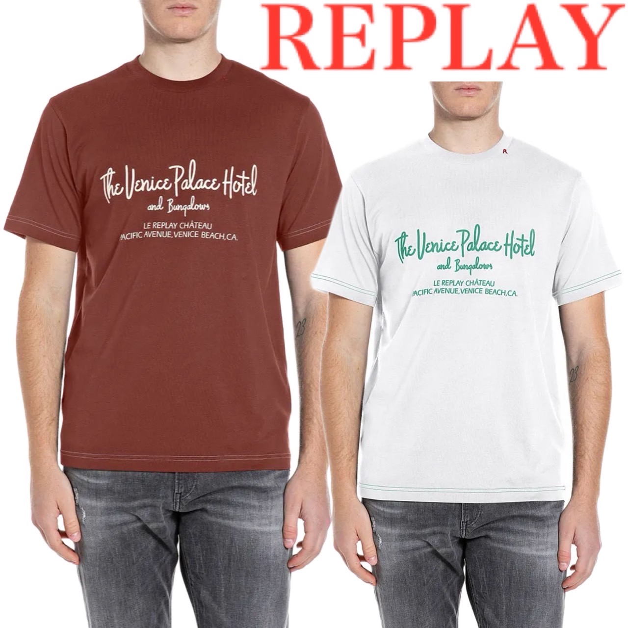 REPLAY リプレー 労働者の一団のど首 ティーシャツ メンズ レディース ユニ一発やる 流行り物 定まり品 ブランド名 差し上げ物 差し上げ物 M3389 .000.23608P
