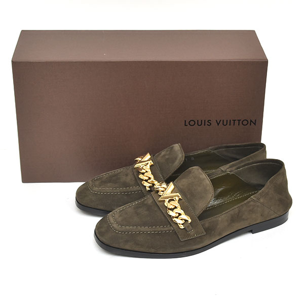 ルイヴィトン LOUIS VUITTON スリッポン 2way 緑 ローファー ロゴ