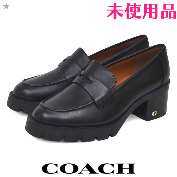 【美品】COACHコーチ★スリッポンロゴ金具 ビット ローファー 黒24.0cm コーチ COACH HALEY LOAFER ハーレー ローファー 革靴 レザー