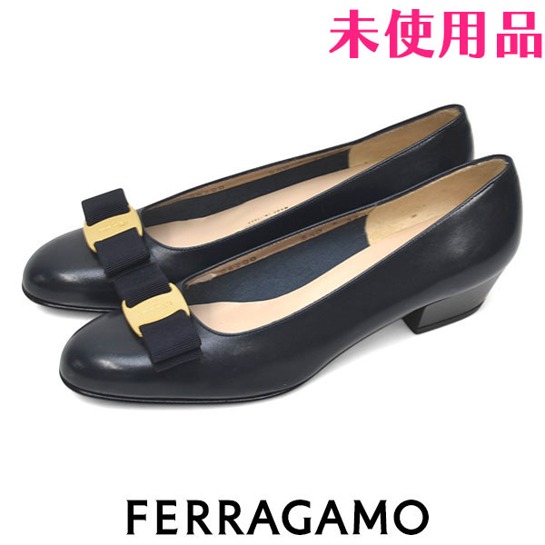 フェラガモ　バレリーナ　デニム　VARINA 5D 22.5 ネイビー　パンプス フェラガモ バレリーナ デニム VARINA 5D 22.5 ネイビー パンプス