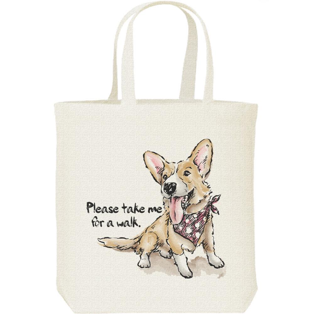 楽天市場 ウェルシュ コーギー 散歩に連れてって 犬 キャンバスバッグ M トートバッグ Myds 楽天市場店
