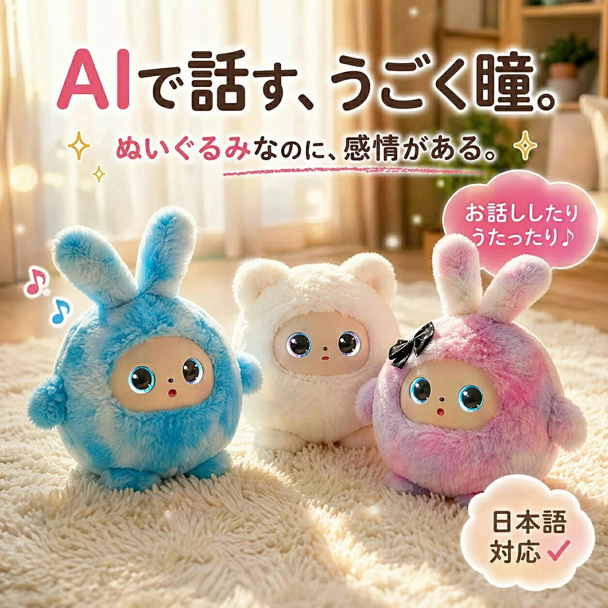 ai ぬいぐるみ 電子ペット 電動ロボット ぬいぐるみ ChatGPT搭載 AI会話 おしゃべりロボット 知育玩具 66言語対応 日本語 英語 子供 癒し コミュニケーション Type-C充電 アプリ連携 2年保証 プレゼント ギフト|Myfactory