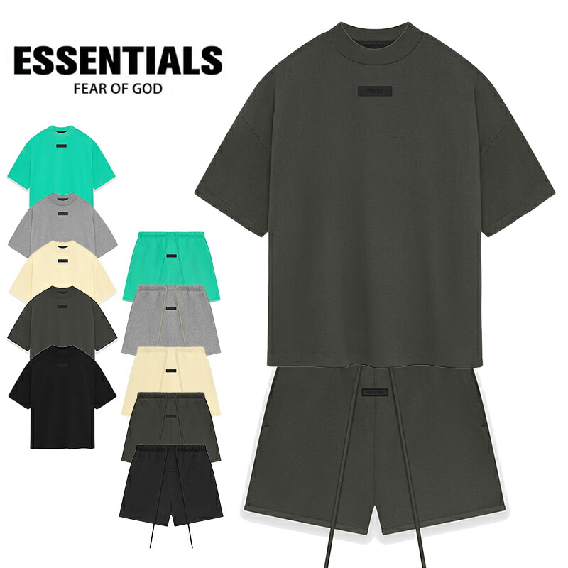 【期間限定10％クーポン】エッセンシャルズ ESSENTIALS セットアップショートパンツ Ｔシャツ2点 柔らかい セットアップ 通気性 通勤 快適 ファッシュ 男女兼用 5カラー選べ