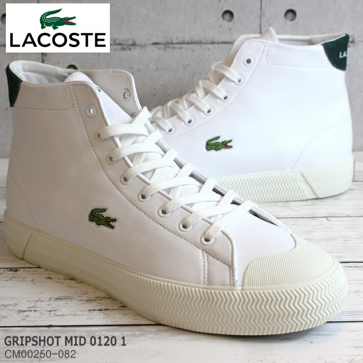 予約販売品 楽天市場 ラコステ メンズスニーカーlacoste Gripshot Mid 01 1 Cm 0 Wht Grn白 スニーカー ハイカットスニーカー フットパークヌシセ 新規購入 Www Consulacam Marseille Fr